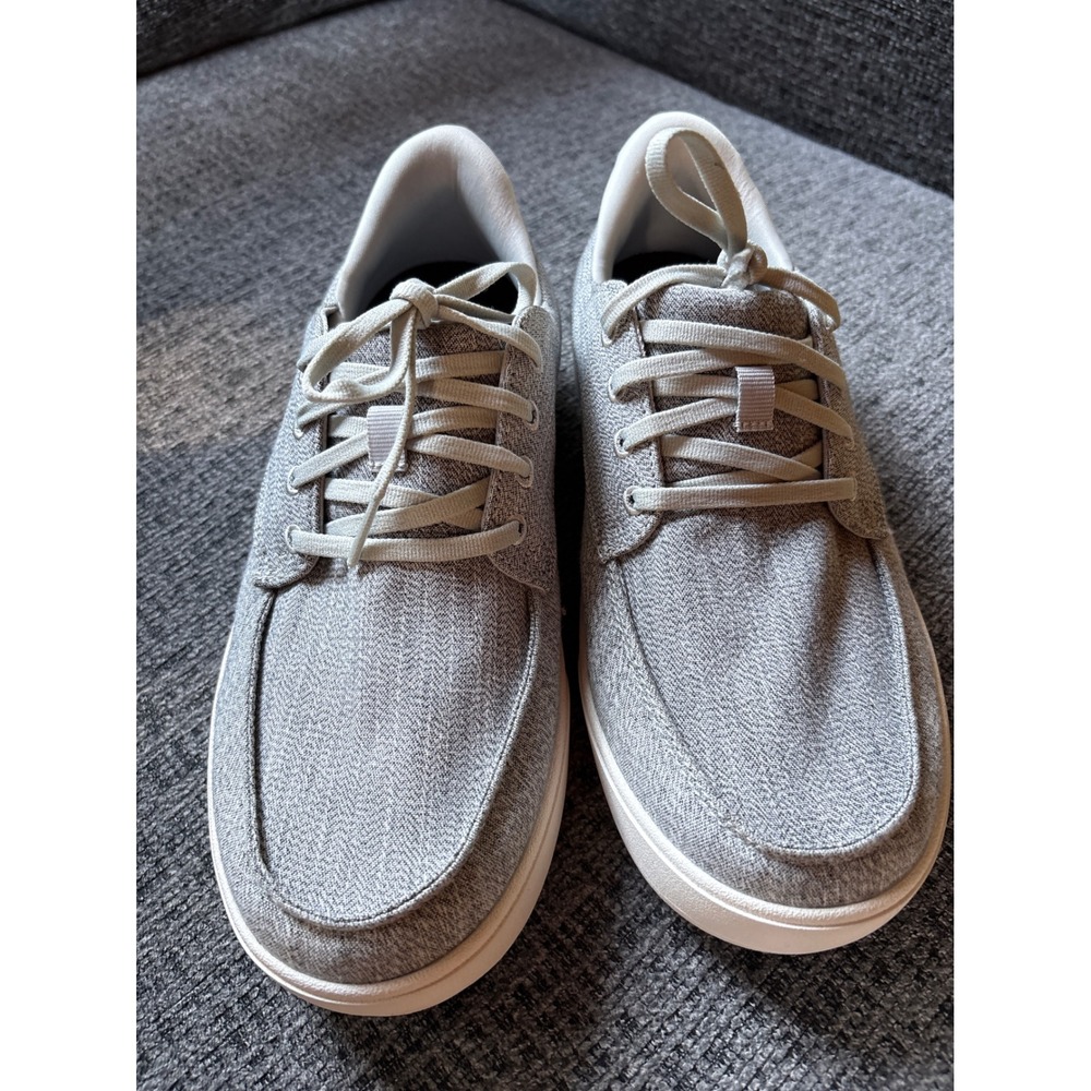 Kizik Enclosed Canvas Men 7.5 Womens 9 Wide Light Grey Hands Free Slip On